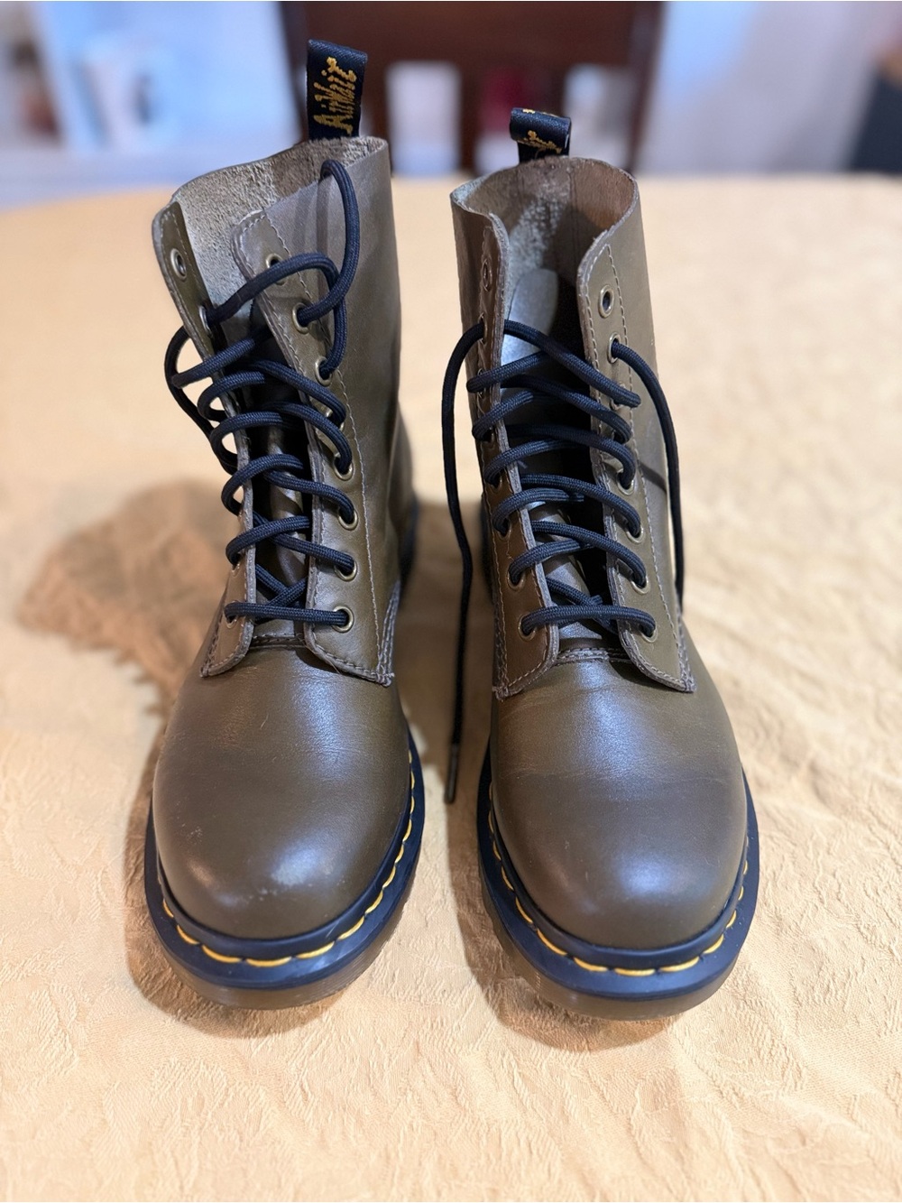 Dr. Martens Olive Lace-Up Combat Boots for Women